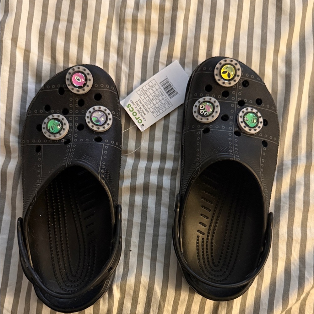 CROCS Black Sandals with Colorful Charms